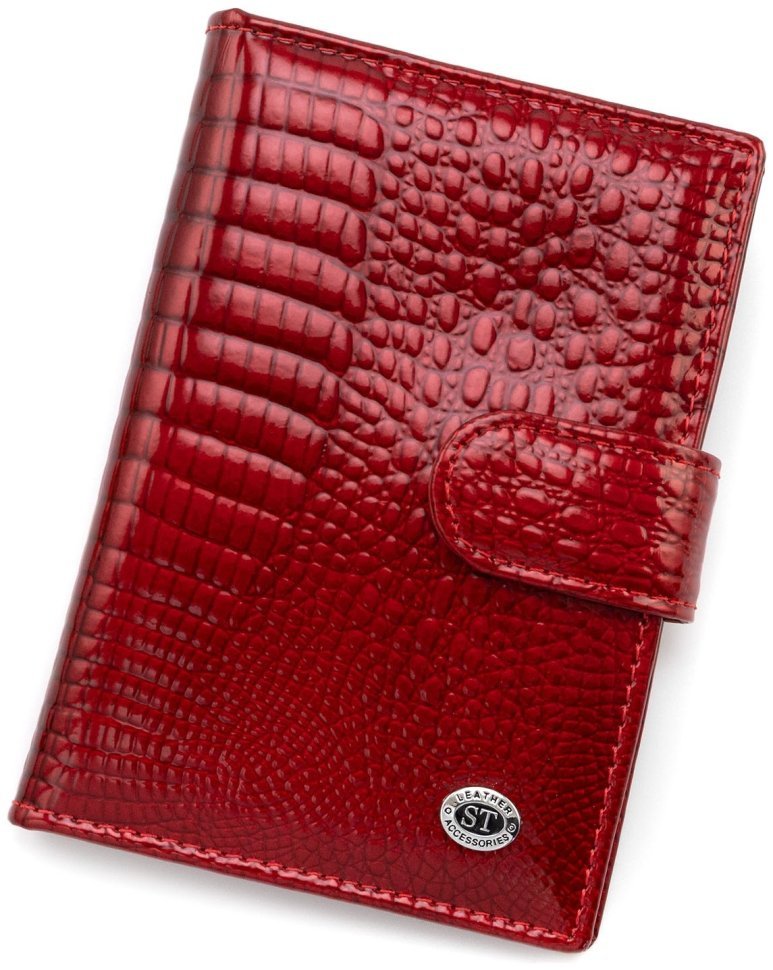 Обложка из лаковой кожи для паспорта и отделений для карточек ST Leather 97722 Красный цвет фото №1 Обложка из лаковой кожи для паспорта и отделений для карточек ST Leather 97722 Красный цвет modnotak фото №1