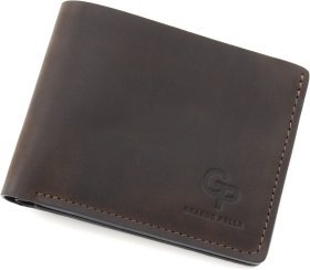 Мужское портмоне из винтажной кожи шоколадного оттенка на магнитах Grande Pelle 67822