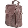 Чоловіча шкіряна сумка-барсетка маленького розміру в коричневому кольорі SHVIGEL 2400874 - 1