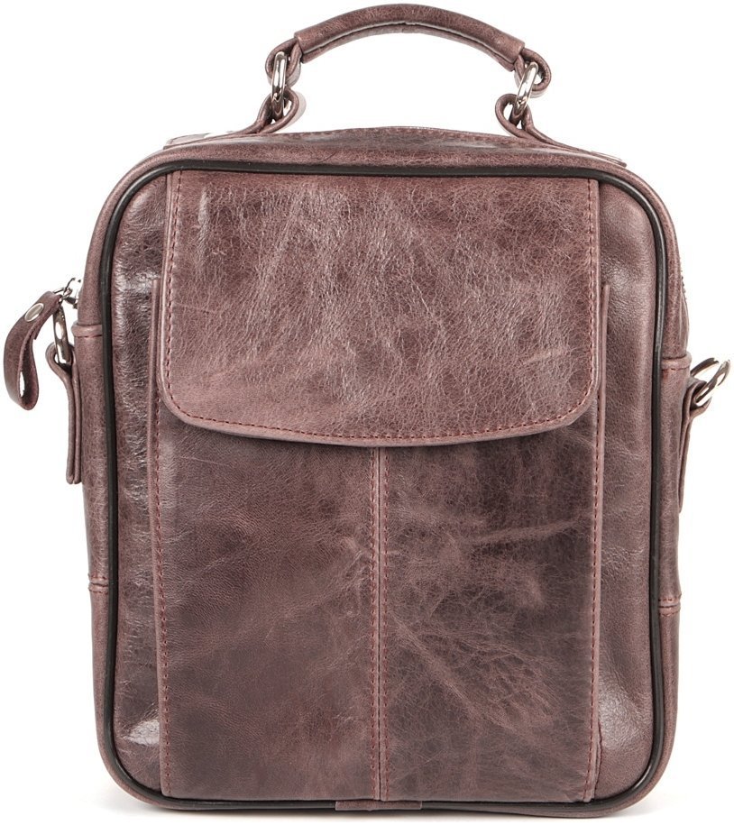 Чоловіча шкіряна сумка-барсетка маленького розміру в коричневому кольорі SHVIGEL 2400874