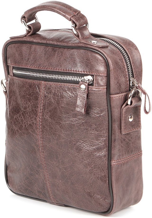Мужская кожаная сумка-барсетка маленького размера в коричневом цвете SHVIGEL 2400874