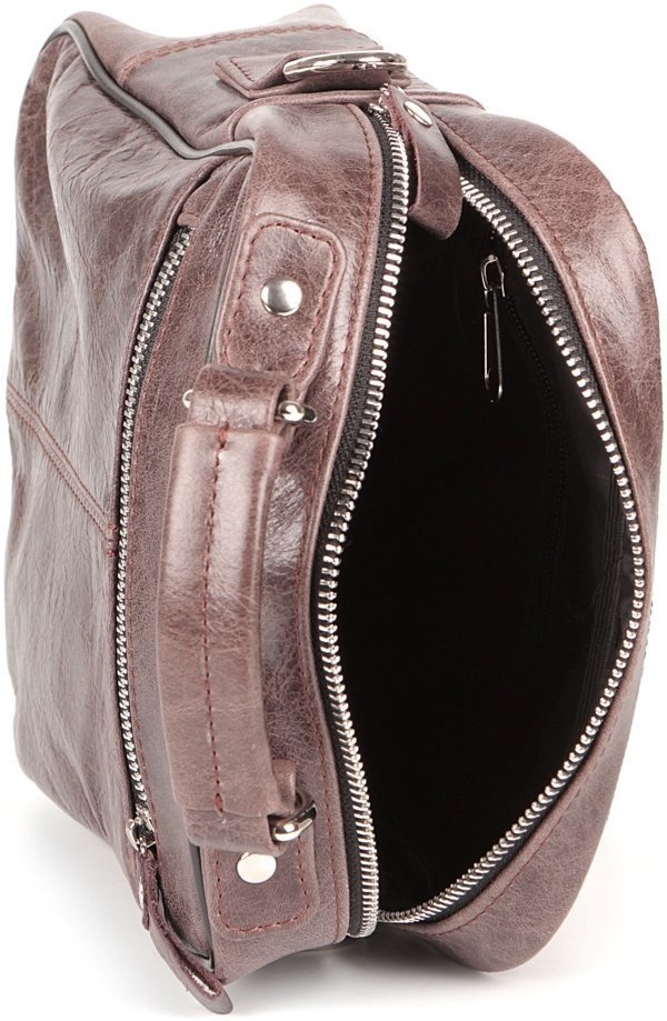 Чоловіча шкіряна сумка-барсетка маленького розміру в коричневому кольорі SHVIGEL 2400874
