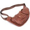 Большая мужская слинг-сумка из кожи с вместительными карманами Vintage 98122 коричневогго цвета фото №5 Большая мужская слинг-сумка из кожи с вместительными карманами Vintage 98122 коричневогго цвета modnotak фото - 5