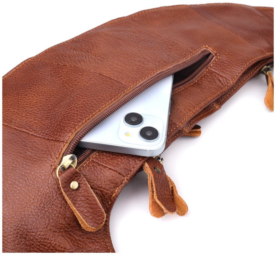 Большая мужская слинг-сумка из кожи с вместительными карманами Vintage 98122 коричневогго цвета фото №7 Большая мужская слинг-сумка из кожи с вместительными карманами Vintage 98122 коричневогго цвета modnotak фото №7