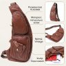 Большая мужская слинг-сумка из кожи с вместительными карманами Vintage 98122 коричневогго цвета modnotak фото - 13