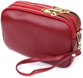 Городская женская сумка из фактурной кожи на три отделения через плечо Vintage 98222 бордового цвета