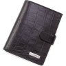 Мужское черное портмоне из высококачественной кожи с хлястиком KARYA (12366) - 1