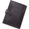 Мужское черное портмоне из высококачественной кожи с хлястиком KARYA (12366) - 3
