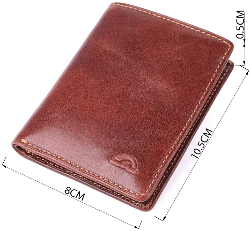 Небольшой мужской кошелек из гладкой кожи без застежки Tony Perotti коричневый 108522 modnotak фото №3