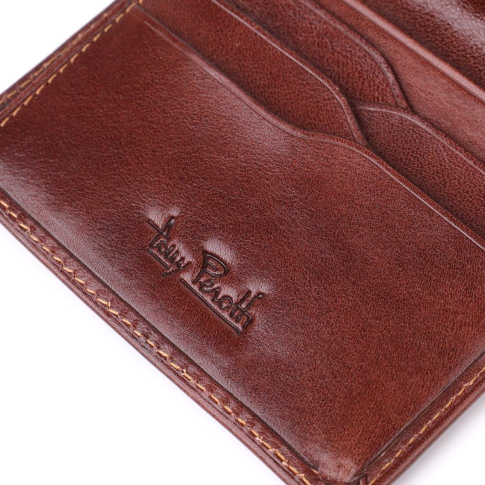 Небольшой мужской кошелек из гладкой кожи без застежки Tony Perotti коричневый 108522 modnotak фото №7