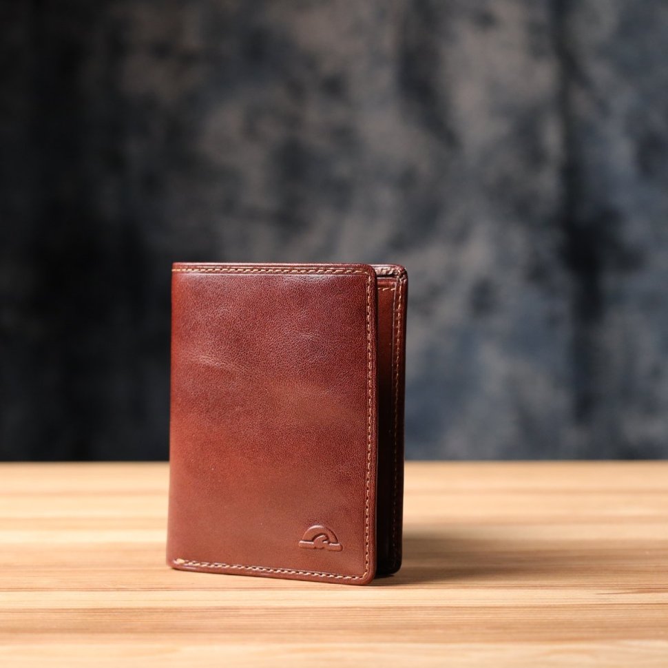 Небольшой мужской кошелек из гладкой кожи без застежки Tony Perotti коричневый 108522 modnotak фото №8