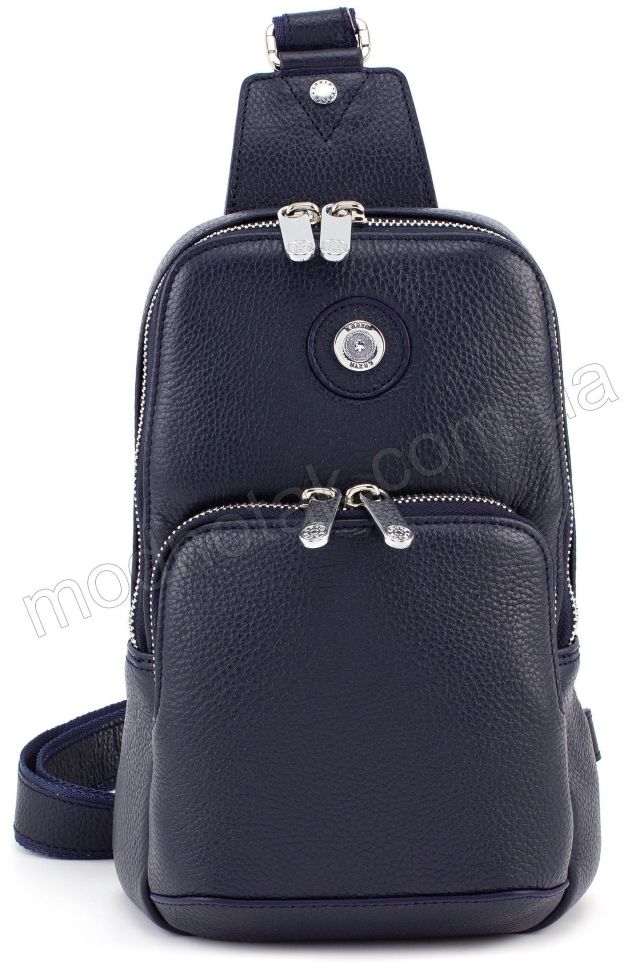 Синий однолямочный рюкзак из натуральной кожи KARYA (0819-44)