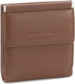 Коричневий жіночий гаманець із натуральної шкіри на кнопці Marco Coverna 68622