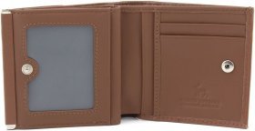 Коричневий жіночий гаманець із натуральної шкіри на кнопці Marco Coverna 68622
