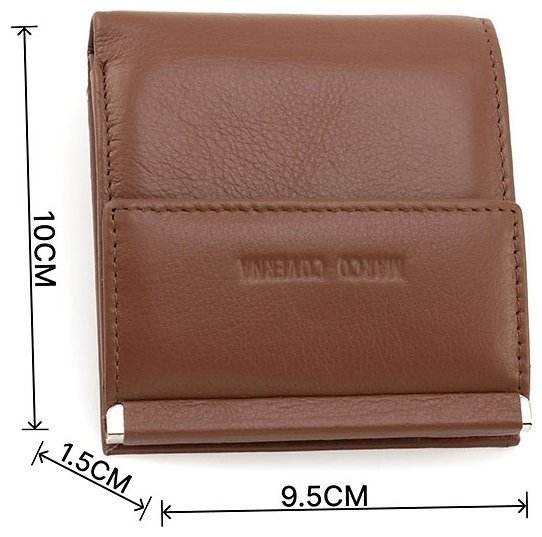 Коричневый женский кошелек из натуральной кожи на кнопке Marco Coverna 68622 modnotak фото №3