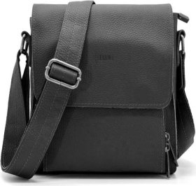 Мужская сумка-планшет из высококачественной кожи флотар черного цвета на плечо TARWA (21699)