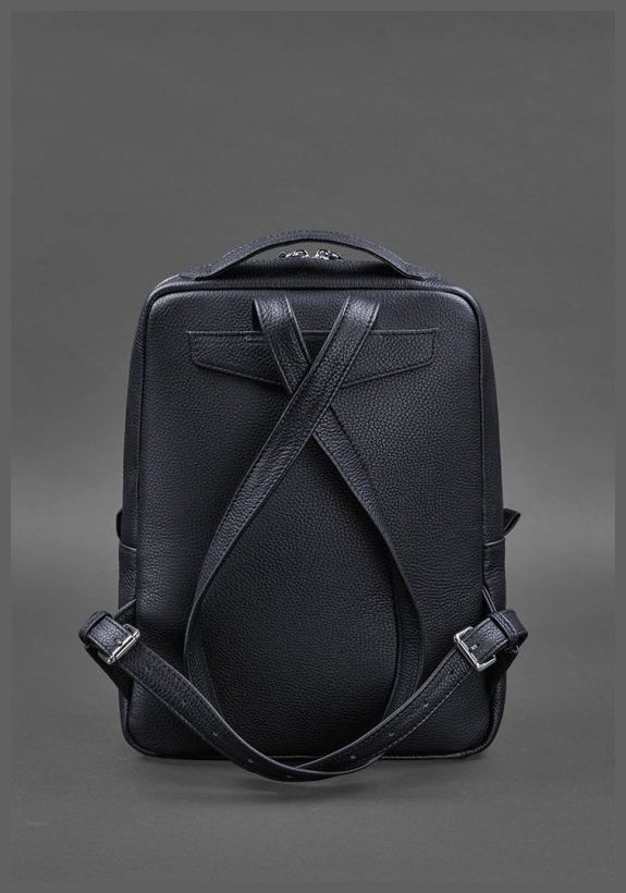 Кожаный городской женский рюкзак темно-синего на молнии BlankNote Cooper 78922