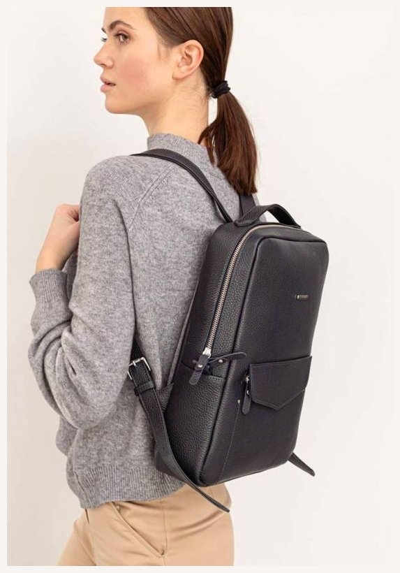 Шкіряний міський жіночий рюкзак темно-синього на блискавці BlankNote Cooper 78922