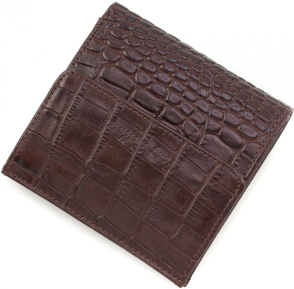 Шкіряний жіночий гаманець коричневого кольору з тисненням Tony Bellucci (12434)
