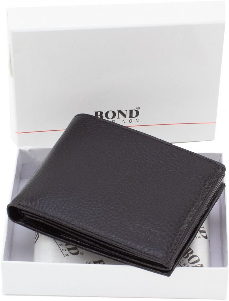 Чоловіче портмоне з м'якої телячої шкіри чорного кольору Bond Non (10890)