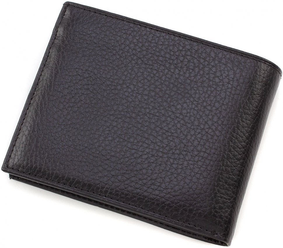 Мужское портмоне из мягкой телячьей кожи черного цвета Bond Non (10890)