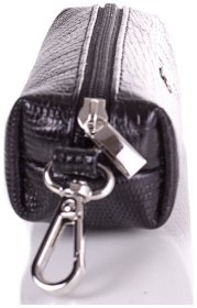 Черная ключница из натуральной кожи под рептилию на молнии Desisan 80523