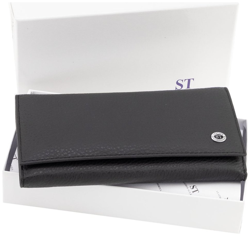 Кожаный женский кошелек в черном цвете c магнитной застежкой ST Leather 90823 фото №11 Кожаный женский кошелек в черном цвете c магнитной застежкой ST Leather 90823 modnotak фото №11