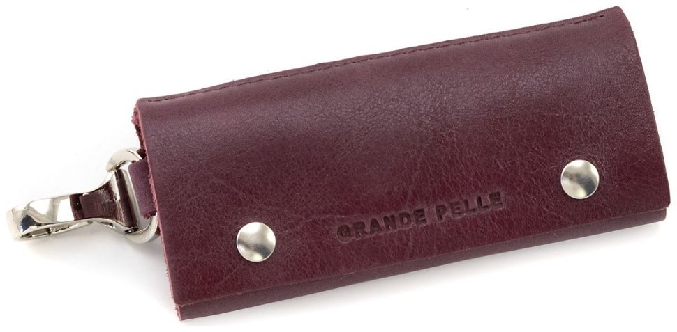 Марсаловая небольшая ключница из натуральной кожи на кнопках Grande Pelle (13142) modnotak фото №1