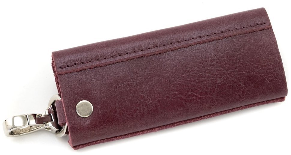 Марсаловая небольшая ключница из натуральной кожи на кнопках Grande Pelle (13142) modnotak фото №3