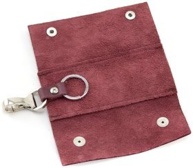 Марсалова невелика ключниця з натуральної шкіри на кнопках Grande Pelle (13142)