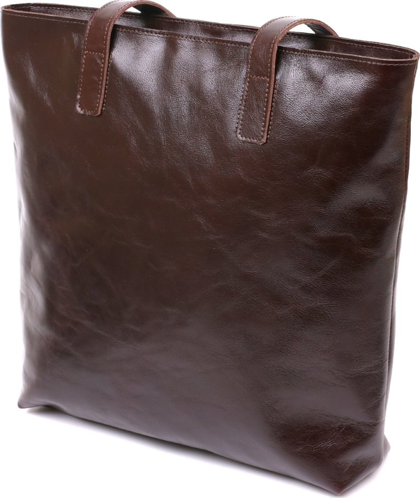 Коричнева жіноча сумка-шоппер із натуральної шкіри високої якості Shvigel (16370)