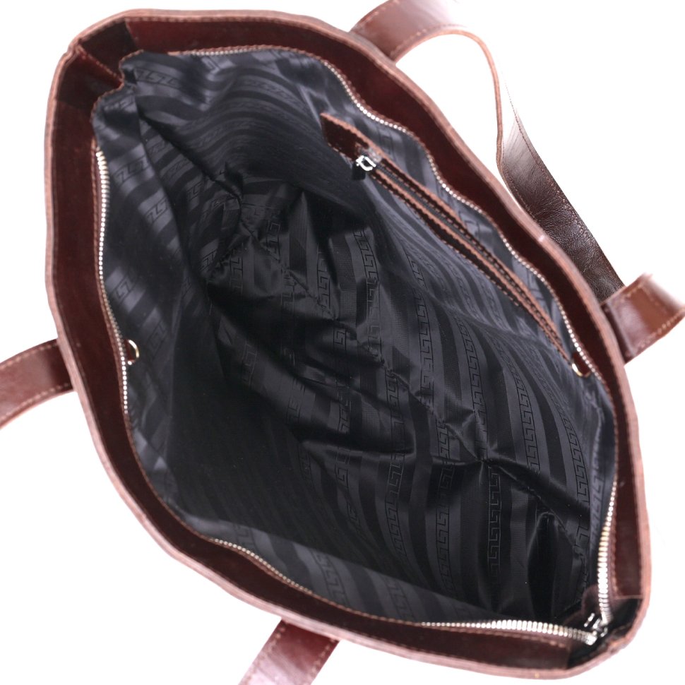 Коричнева жіноча сумка-шоппер із натуральної шкіри високої якості Shvigel (16370)