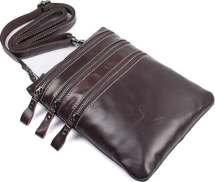 Плоская сумка планшет из натуральной кожи коричневого цвета VINTAGE STYLE (14554)