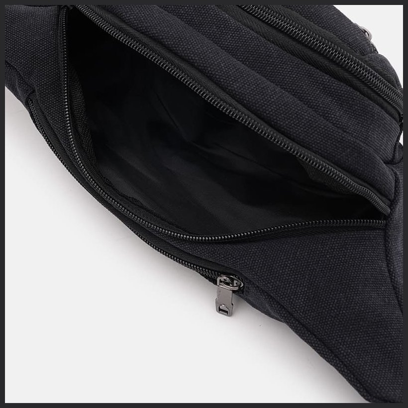 Чоловіча текстильна сумка-бананка на пояс чорного кольору Monsen 71623