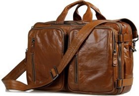 Кожаная мужская сумка - рюкзак рыжего цвета VINTAGE STYLE (14353)