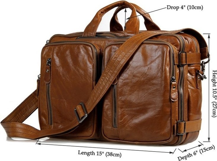 Кожаная мужская сумка - рюкзак рыжего цвета VINTAGE STYLE (14353) modnotak фото №3