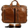 Кожаная мужская сумка - рюкзак рыжего цвета VINTAGE STYLE (14353) - 4