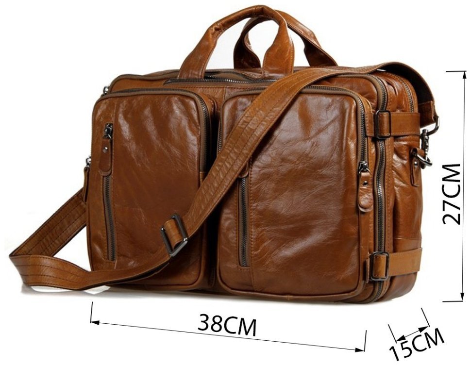 Кожаная мужская сумка - рюкзак рыжего цвета VINTAGE STYLE (14353) modnotak фото №11