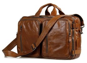 Шкіряна чоловіча сумка - рюкзак рудого кольору VINTAGE STYLE (14353)