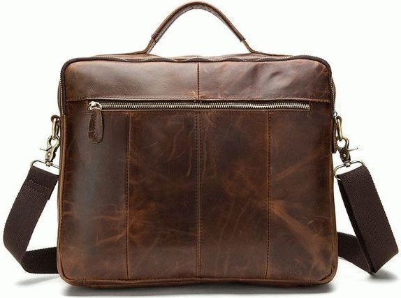 Стильний чоловічий портфель з натуральної шкіри коричневого кольору VINTAGE STYLE (14611)