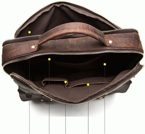 Стильний чоловічий портфель з натуральної шкіри коричневого кольору VINTAGE STYLE (14611)