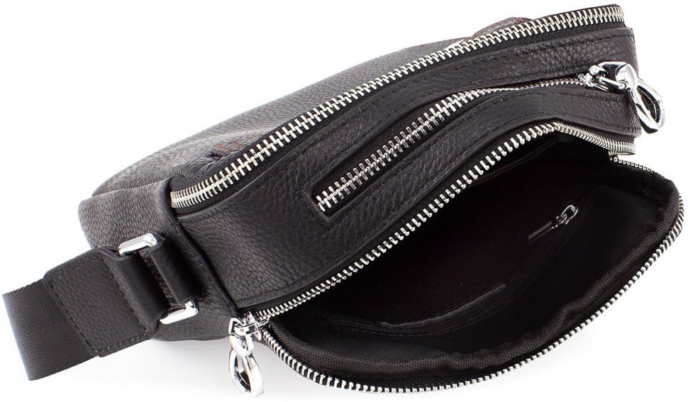 Шкіряна наплічна сумка чорного кольору Leather Collection (10210)