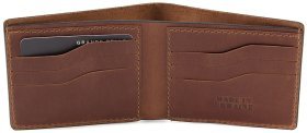 Тонкий чоловічий портмоне з коричневої шкіри з написом Слава ЗСУ - Grande Pelle (13176)