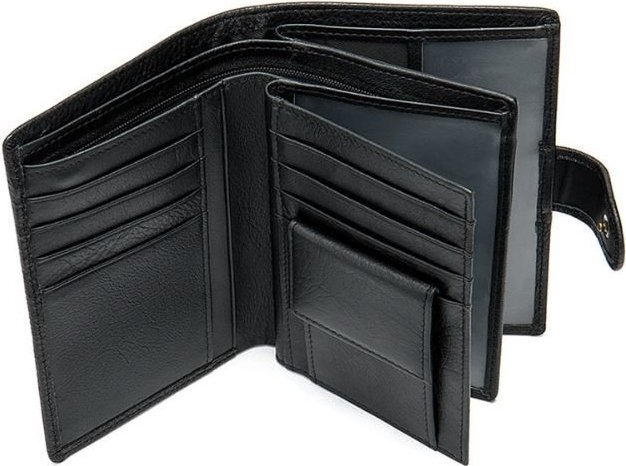 Чорне чоловіче портмоне середнього розміру з натуральної шкіри Vintage (2414927)
