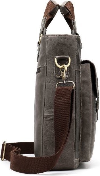 Наплечная мужская сумка серого цвета с ручками VINTAGE STYLE (14818)