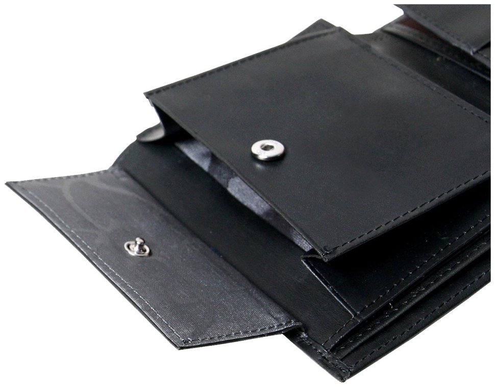 Шкіряне портмоне без застібки Beverly Hills чорного кольору Vip Collection 102523 modnotak фото №7