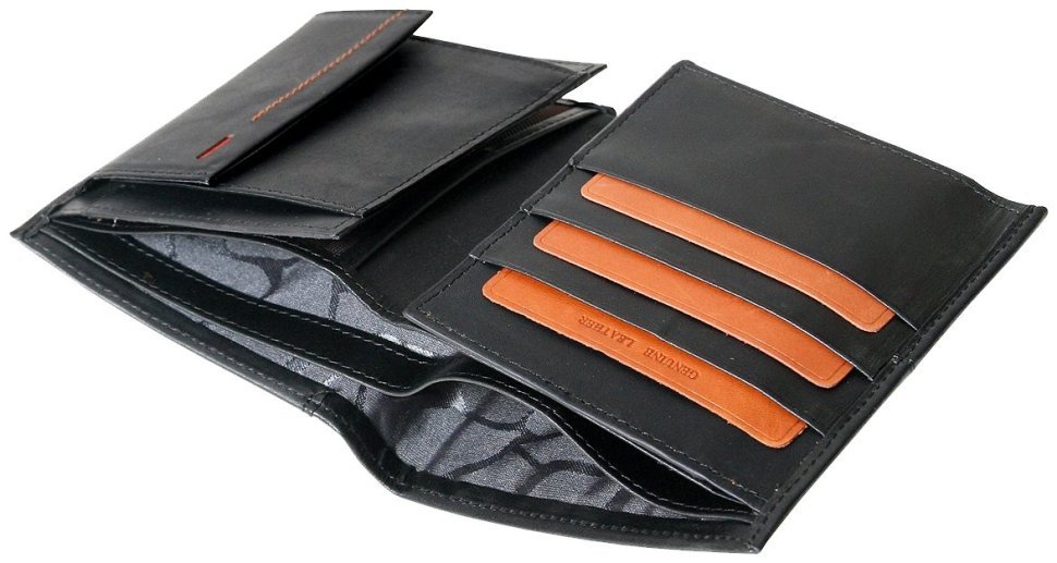 Шкіряне портмоне без застібки Beverly Hills чорного кольору Vip Collection 102523 modnotak фото №8