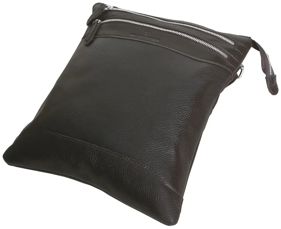 Мужская сумка планшет из фактурной коричневой кожи с текстильным ремнем Vip Collection 102623 modnotak фото №3