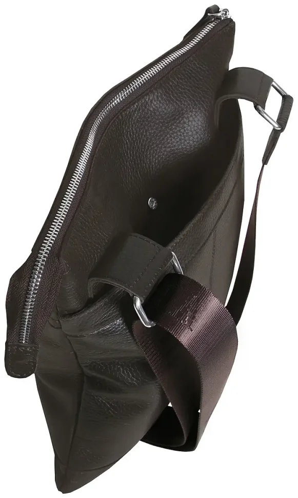 Мужская сумка планшет из фактурной коричневой кожи с текстильным ремнем Vip Collection 102623 modnotak фото №5