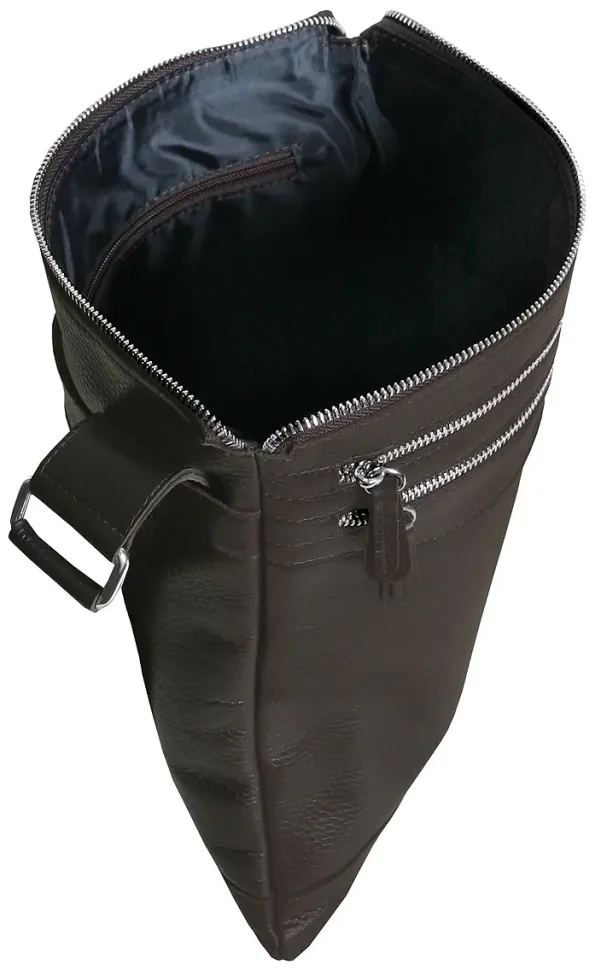 Мужская сумка планшет из фактурной коричневой кожи с текстильным ремнем Vip Collection 102623 modnotak фото №6